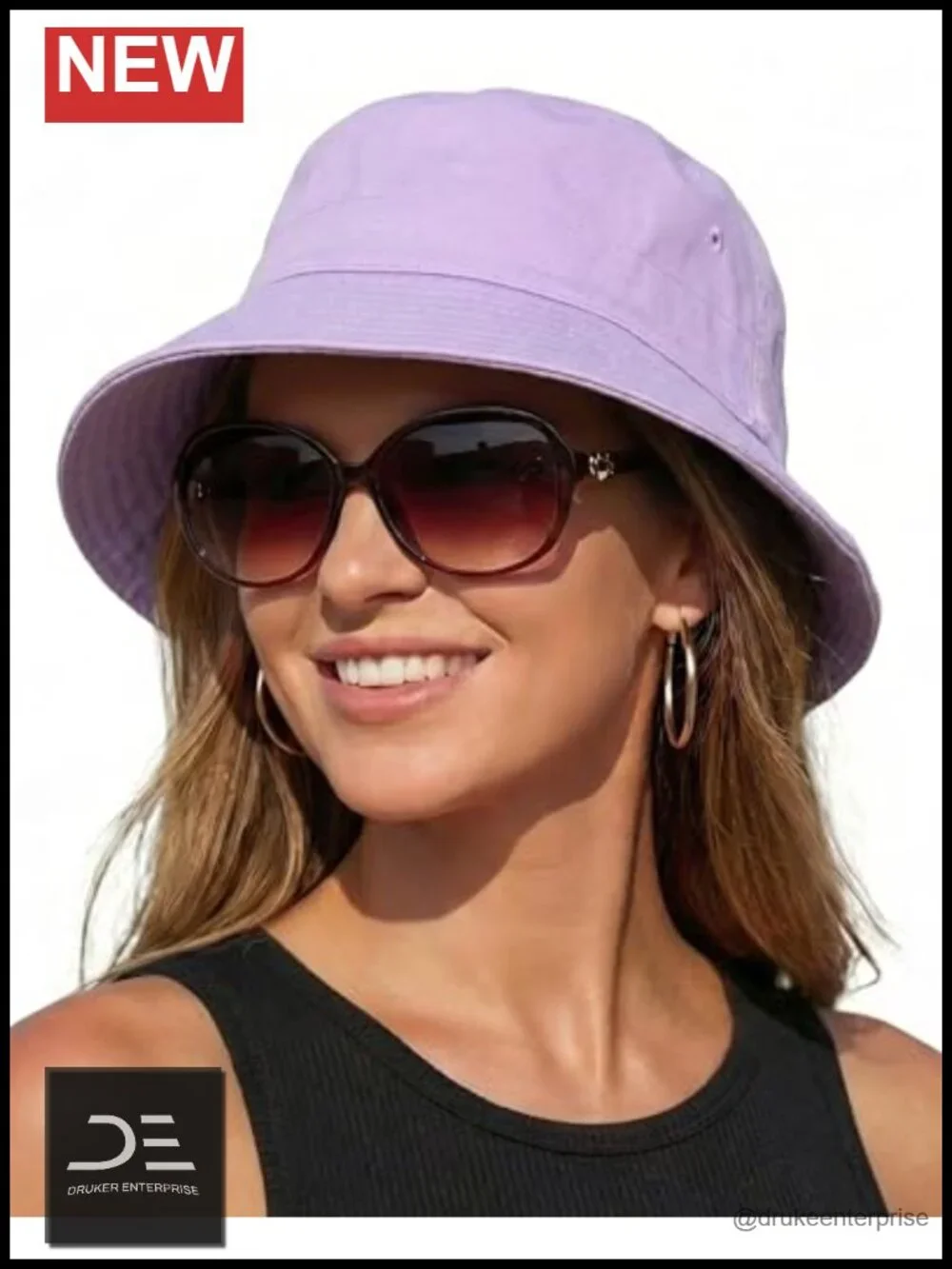 Unisex Cotton Bucket Hat with Drawstring for Sun Protection